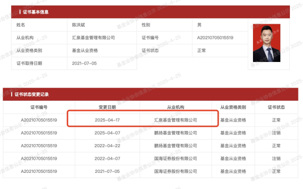 亿海配资 汇泉基金挖来猛将，鹏扬陈洪斌将出任总经理，补短板落重要一棋