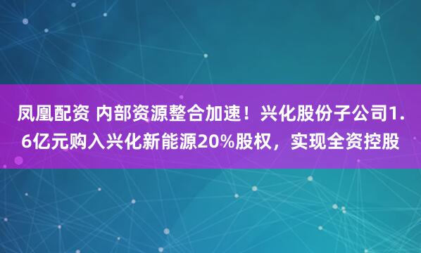凤凰配资 内部资源整合加速！兴化股份子公司1.6亿元购入兴化新能源20%股权，实现全资控股